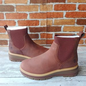 Woman's Boots Timberland Cervinia Valley Chelsea Burgandy FULL grain